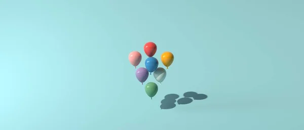 Renkli bir arkaplanda yüzen balonlar - 3D — Stok fotoğraf