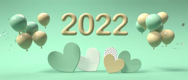 Тема святкування 2022 року з серцями з повітряними кулями — стокове фото