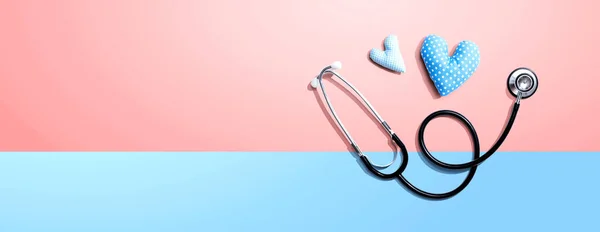 Tema di apprezzamento del medico con cuori e stetoscopio — Foto Stock