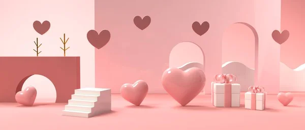 Herzen mit geometrischen Formen - Wertschätzung und Liebesthema — Stockfoto