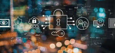 Bulanık şehir ışıklarıyla veri güvenliği kavramı