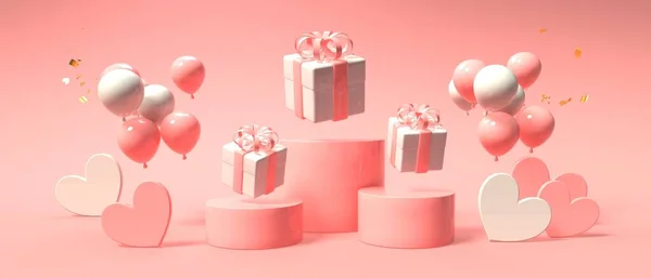 Cuori con scatole regalo - Apprezzamento e amore tema — Foto Stock