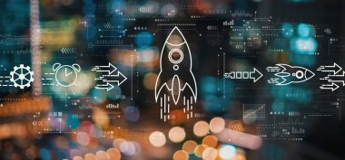 Bulanık şehir ışıklarıyla hızlı büyüme kavramı