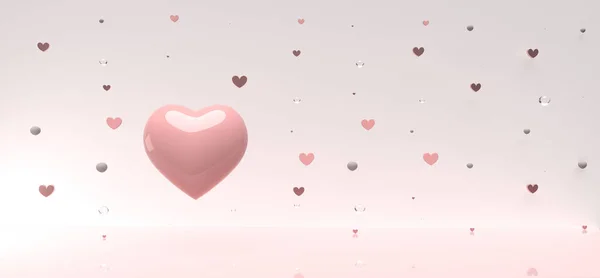 Corações - Apreciação e amor tema - renderização 3D — Fotografia de Stock