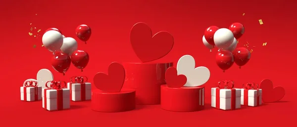 Сердца с подарочными коробками - Оценка и тема любви — стоковое фото