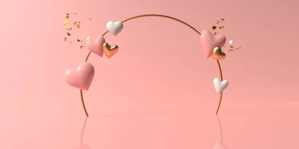 Herzen mit Bogen - Wertschätzung und Liebesthema - 3D — Stockfoto