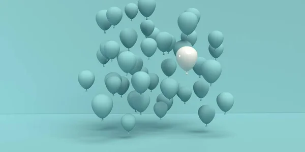 One out unieke drijvende ballon concept - 3D — Stockfoto
