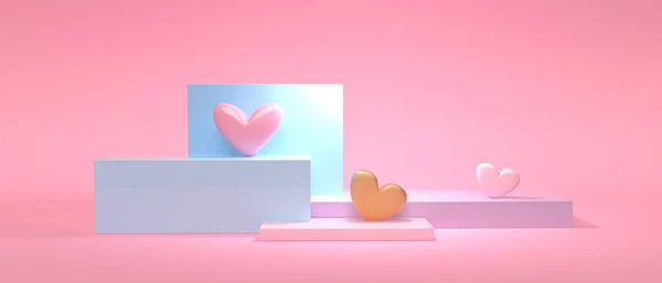 Coeurs sur les scènes - Appréciation et thème de l'amour - 3D — Photo