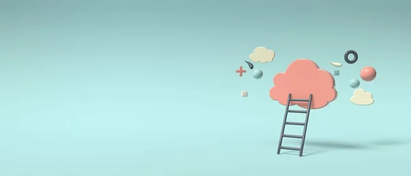 Cloud and ladder - Tema del cloud computing - 3D — Foto Stock