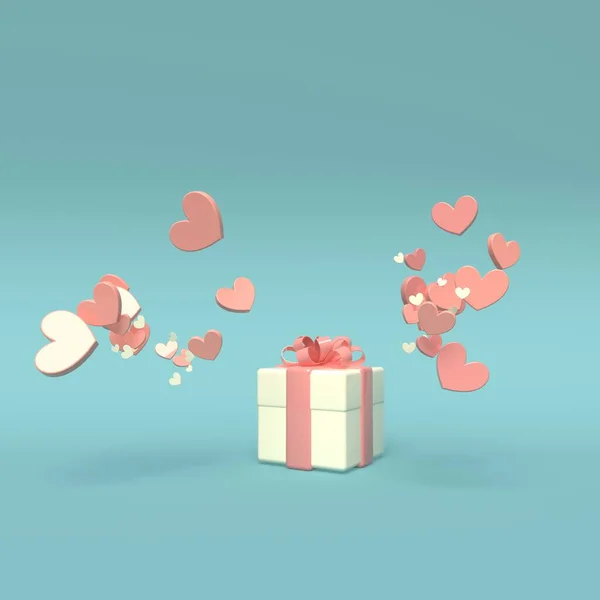 Hjärtan med presentaskar - Värdering och kärlek tema - 3D — Stockfoto