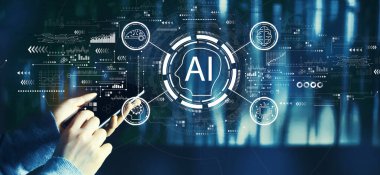 Akıllı telefon kullanan kişide yapay zeka kavramı