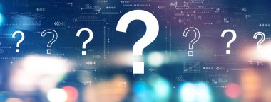 Gece şehir ışıklarıyla ilgili soru işaretleri