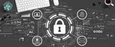 Bilgisayar klavyeli internet ağ güvenliği kavramı