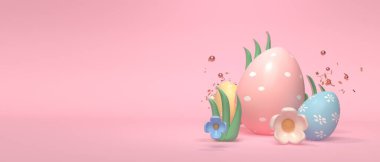 Renkli el yapımı Paskalya yumurtaları pastel renklerle süslenmiş.