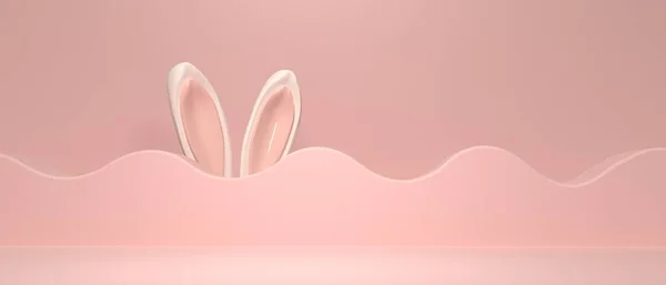 Süslü ve tavşan kulaklı Paskalya bayramı teması — Stok fotoğraf
