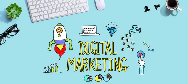 Digitale marketing met een toetsenbord — Stockfoto