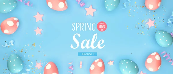 Mensaje de venta de primavera con huevos de Pascua —  Fotos de Stock