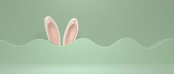Húsvéti ünnepi téma díszítéssel és nyúl fülekkel — Stock Fotó