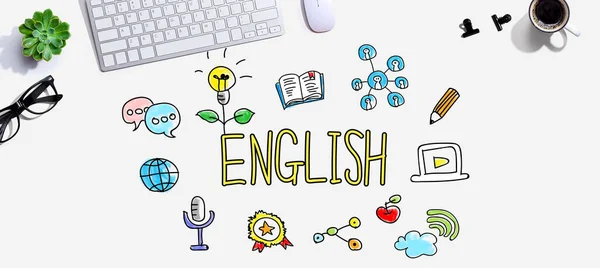 Imparare l'inglese con una tastiera per computer — Foto Stock