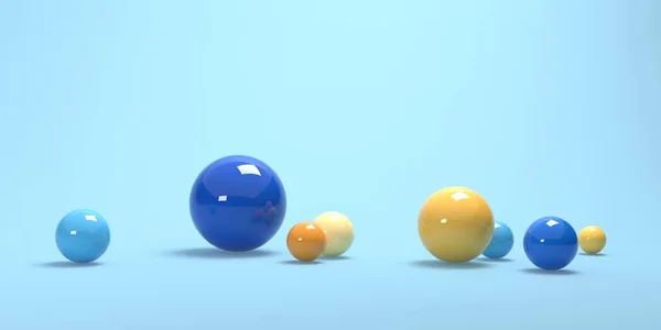 3D renderen ontwerp van verschillende grootte van bollen — Stockfoto