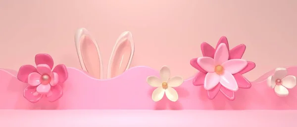 Osterfest Thema mit Dekorationen und Hasenohren — Stockfoto