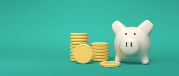 Finanzthema mit Sparschwein und Münzen — Stockfoto