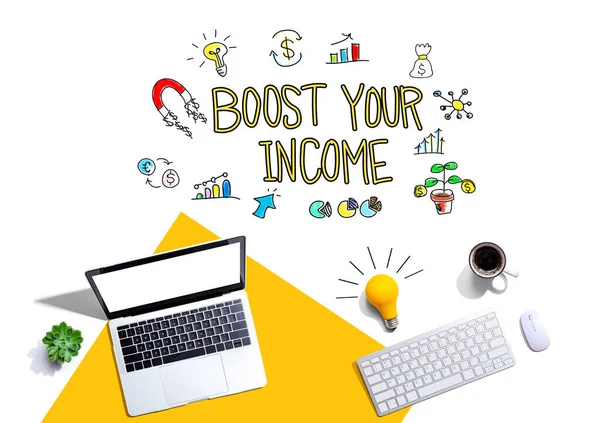 Steigern Sie Ihr Einkommen mit Computern und Glühbirnen — Stockfoto