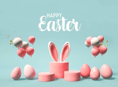 Tavşan kulaklı ve yumurtalı Mutlu Paskalyalar