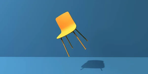 Падение концепции плавающего кресла на минималистском фоне — стоковое фото