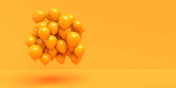 Floating balloons on a colored background - 3D — Stock Photo, Image