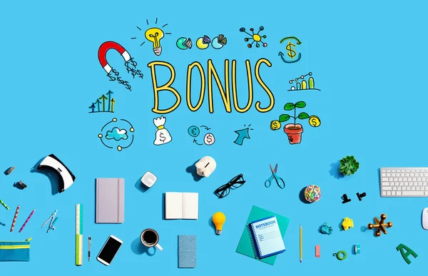 Bonus con gadget elettronici e forniture per ufficio — Foto Stock