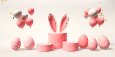 Süslü ve tavşan kulaklı Paskalya bayramı teması