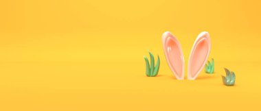 Süslü ve tavşan kulaklı Paskalya bayramı teması