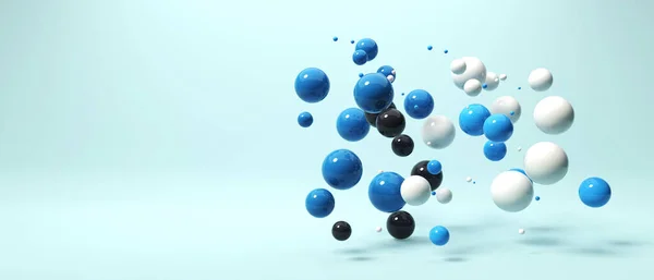 Fond flottant éparpillé de sphères colorées - rendu 3D — Photo
