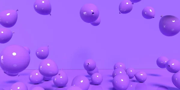 Разбросанные воздушные шары на цветном фоне - 3D — стоковое фото