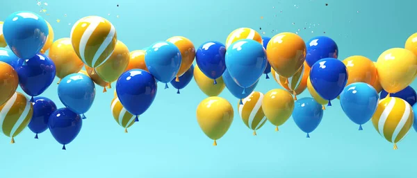 Плавающие воздушные шары на цветном фоне - рендеринг — стоковое фото