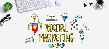 Bilgisayar klavyeli dijital pazarlama