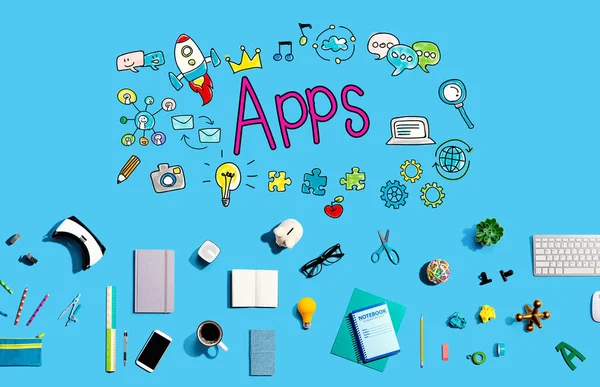 Apps-Thema mit elektronischen Geräten und Bürobedarf — Stockfoto