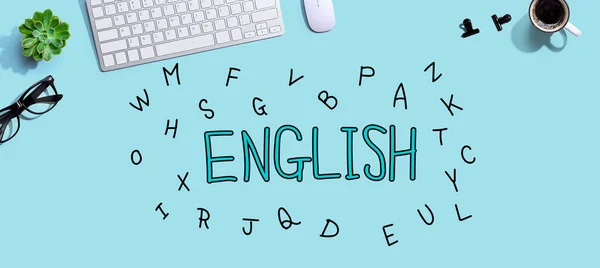 Aprender inglés con un teclado de ordenador — Foto de Stock