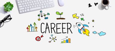 Bir bilgisayar klavyesinde kariyer teması