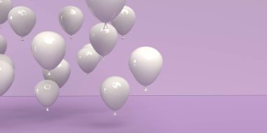 Renkli bir arkaplanda yüzen balonlar - 3D