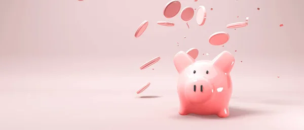 Financial theme with piggy bank and coins — Stock Photo, Image