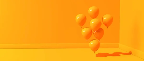 Zwevende ballonnen op een gekleurde achtergrond - 3D — Stockfoto