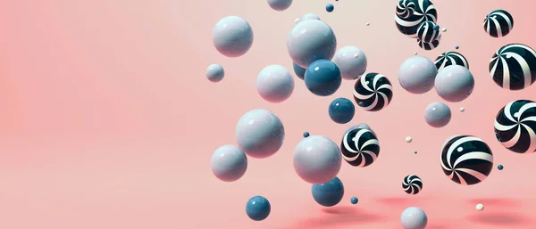 Рассеянные плавающие цветные сферы фон - 3D рендеринг — стоковое фото