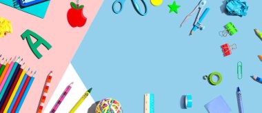 Okul malzemeleri koleksiyonu genel görünüm