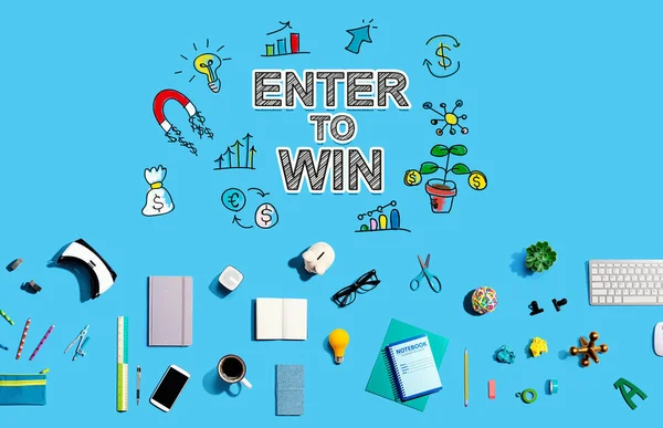 Enter to win with electronic gadgets and office supplies — Foto Stock