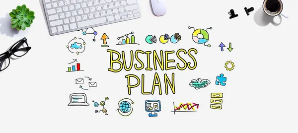 Business plan met een toetsenbord — Stockfoto