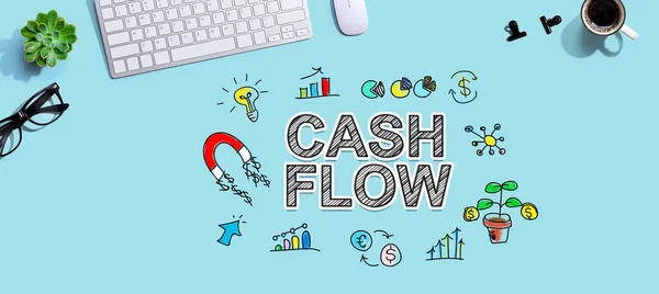 Cash flow with a computer keyboard — Foto Stock