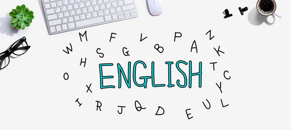 Aprender inglés con un teclado de ordenador — Foto de Stock