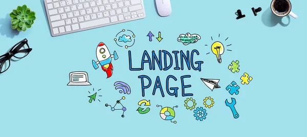 Landing page with a computer keyboard — Foto de Stock